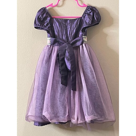 Laura Ashley Purple Dress Satin Chiffon Overlay Belted Cap Sleeve Sz 24 Months - Picture 4 of 4